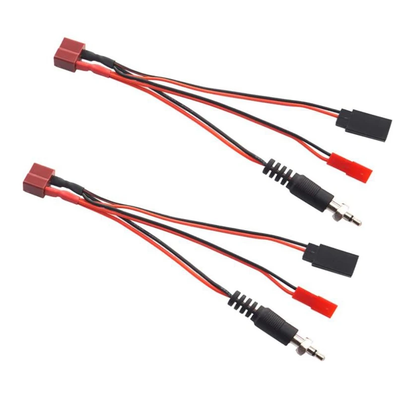 

2 Pcs 3 in 1 Deans Style T Female Plug to JR Female Connector JST Female Igniter Adapter Charger Cable for 1/8 1/10 RC