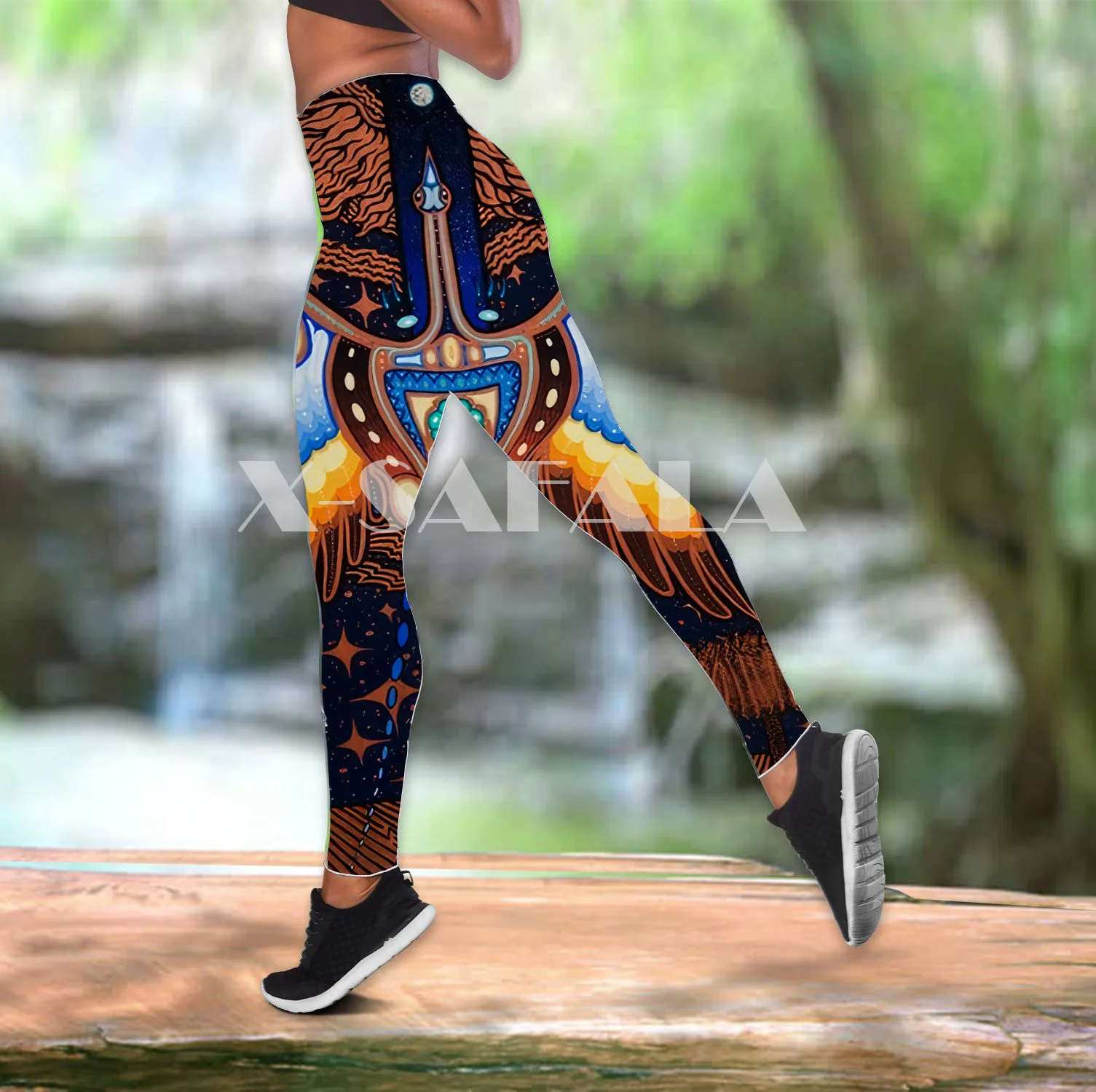 

Native Indian Totem Animal Two Piece Yoga Set Women 3D Print Vest Hollow Out Tank Top High Waist Legging Summer Casual Sport-4