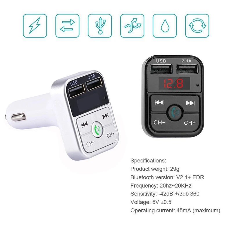 Wireless Bluetooth Fm Car Chargers Transmitter Led Mp3 Player Charger 2 Usb Handsfree Kit Accessories | Автомобили и мотоциклы