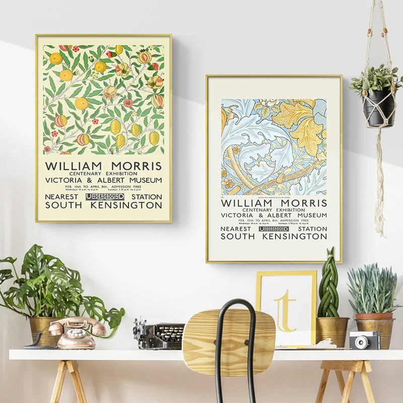 William Morris Floral Wall Art Canvas Painting Exhibition Print Mid Century Poster Leaf Pattern Picture Modern Office Home Decor | Дом и сад