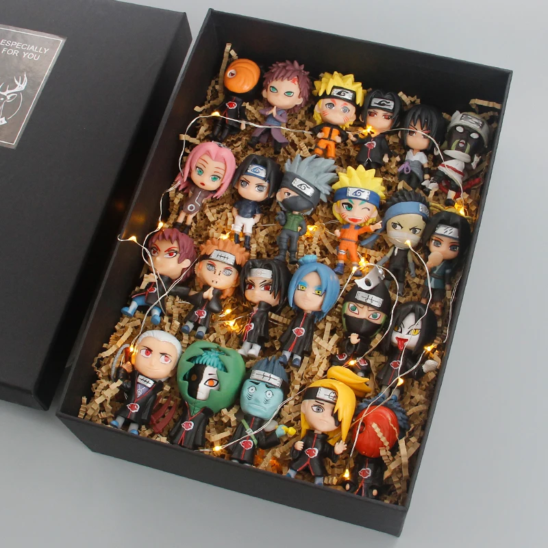 

Anime Naruto Figure Model Full Doll Q Version Naruto Sasuke Kakashi Material PVC Gift Box Decoration Children's Toy Gift