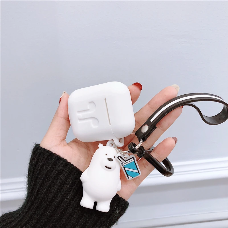 Милый силиконовый Bluetooth беспроводной чехол для наушников с медведями, пандой, гризли, ледяным медведем для AirPods 2, США, мультяшный брелок, гарнитура