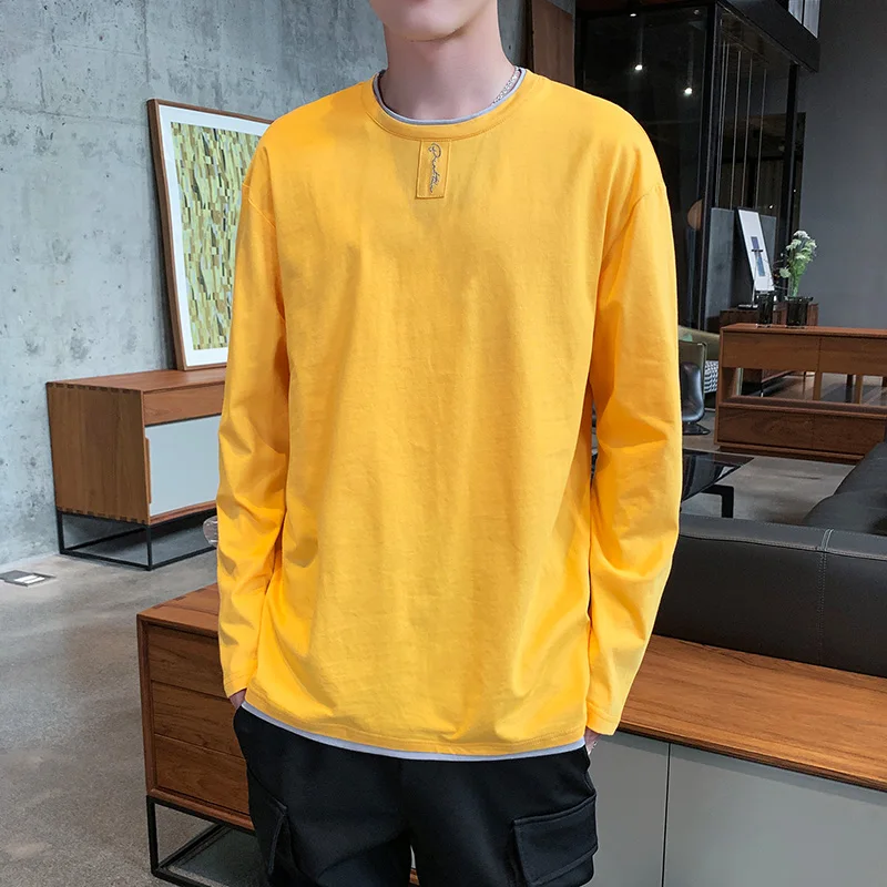 Высококачественная корейская модная футболка с длинными рукавами Мужская