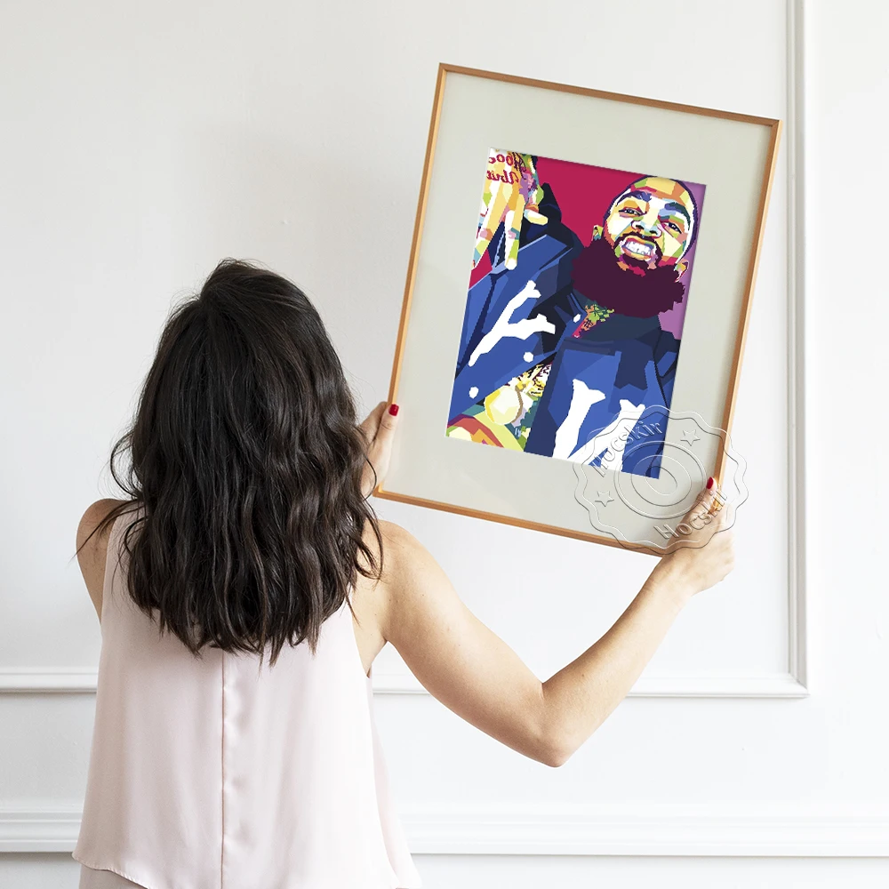 

Nipsey Hussle Rap Singer Abstract Poster, Hip-hop Music Fans Collection Canvas Painting, Rapper Star Portrait Modern Home Decor