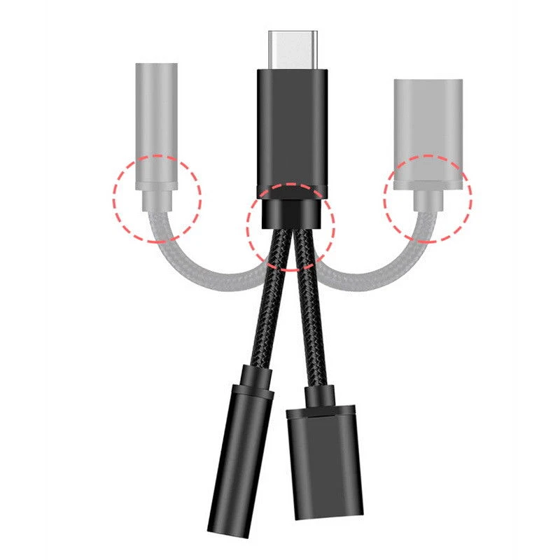 Тип C до 3 5 мм Зарядное устройство 2 в 1 с разъемом подачи внешнего сигнала Aux кабель
