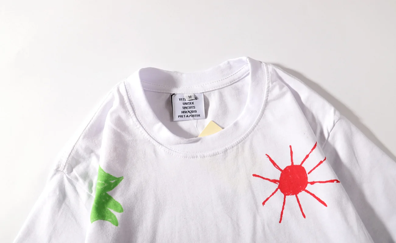 19SS мультфильм Vetements Футболка мужская и женская уличная футболка с узором в стиле