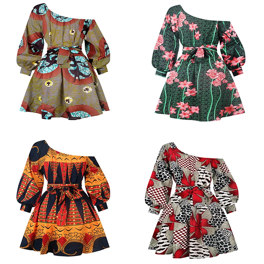 

Free Shipping Shoulder Off 2020 News African Dresses for Women Bohemian Print Elastic Clothes Sexy Dashiki Style Clothing