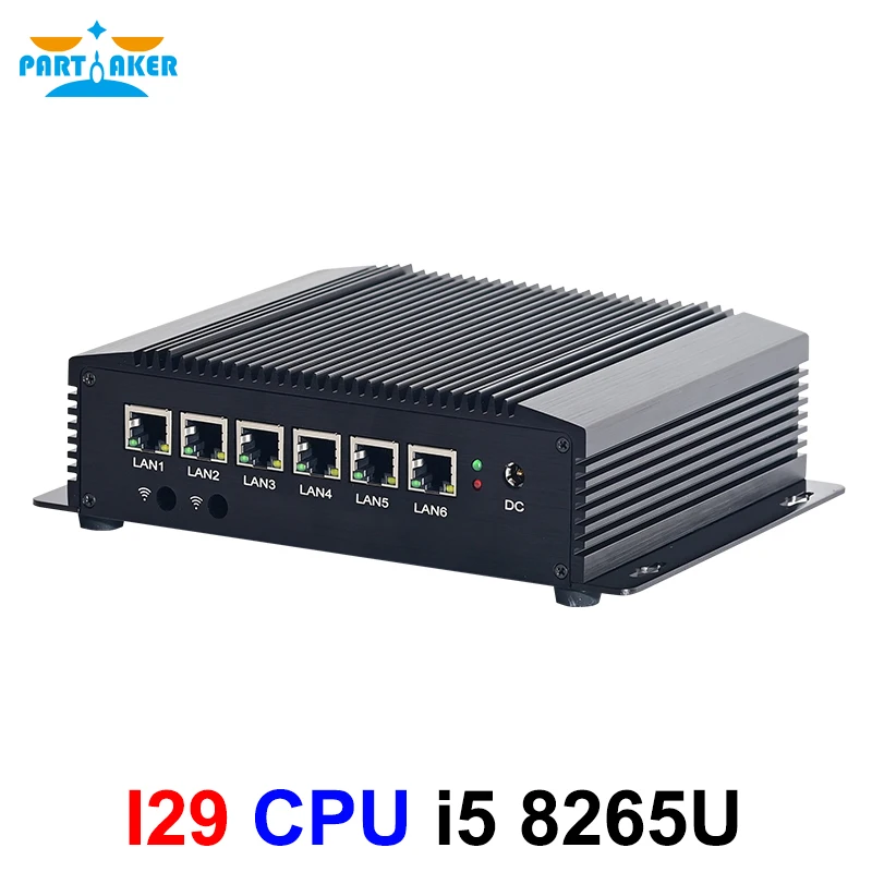 Fanless Mini PC Intel Core i5 8265U 6 LAN 211AT Gigabit Ethernet 4*Usb 3.0 HD RS232 COM Firewall Appliance Router pfSense Minipc