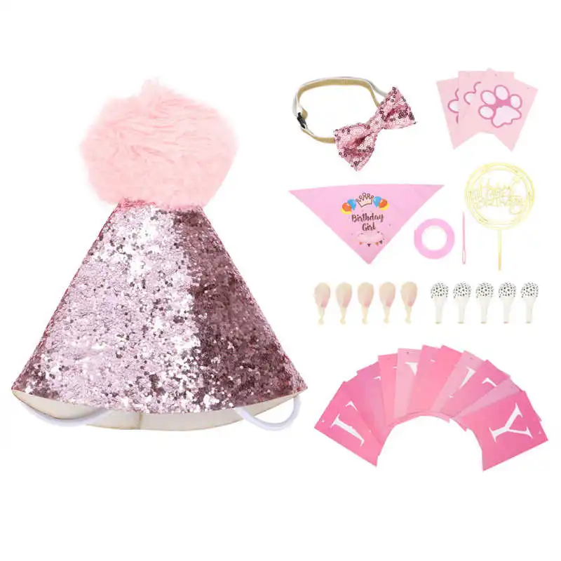 Suministros de fiesta de cumplea&ntilde;os para perros, sombrero de pa&ntilde;uelo c&oacute;modo para perros y Mascotas-3