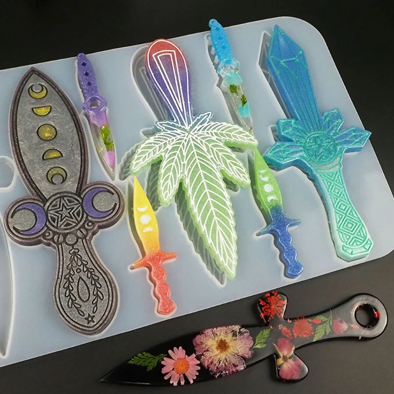 

Keychain Resin Mold Swords Weapons Silicone Mold Dagger Epoxy Casting Mold for Jewelry Casting Decoration Craft Making