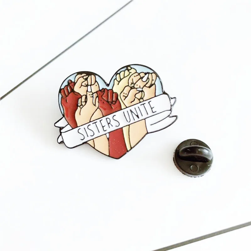 

European and American new fashion "SISTERS UNITE" sisters unite and love brooch Girls clothes accessories