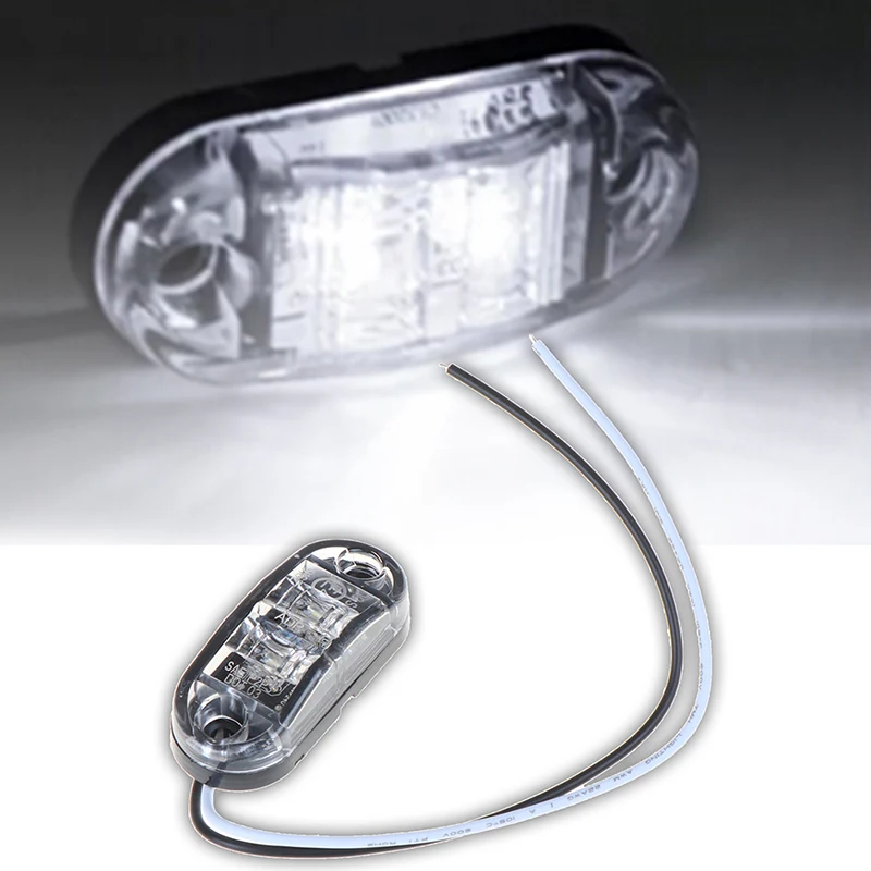 

Хит продаж, 1 шт. белый 2LED боковой габаритный светильник, лампа для автомобиля, грузовика, прицепа, караван, 10-30 в