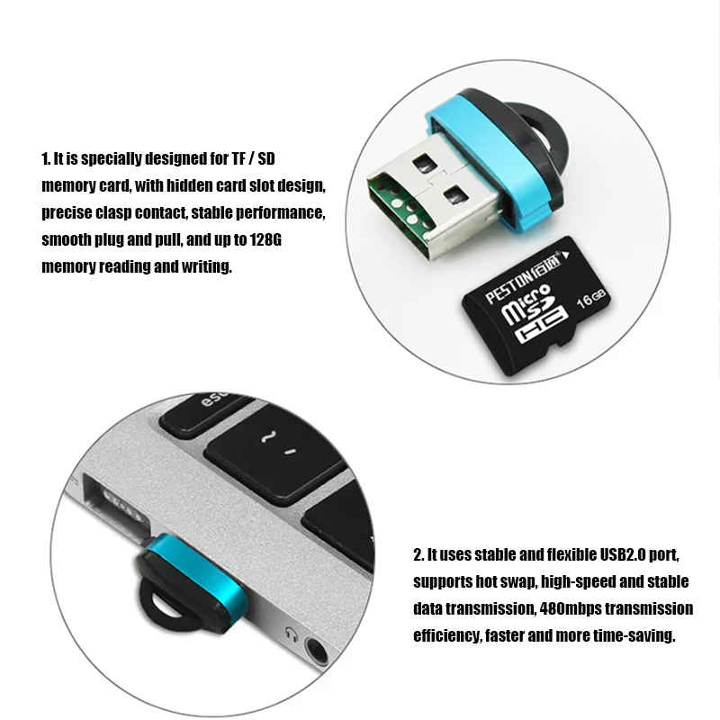 Высокоскоростной мини-кардридер USB кардридер TF Micro SD адаптер карты памяти для