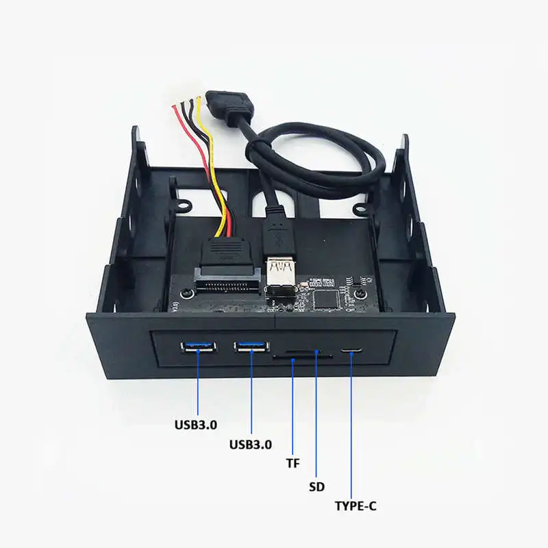 

33S50-Rtk 3 In 1 Card Reader Pc Front Panel Media Type-C Dual Usb 3.0 Port Hub Dashboard With Usb Power Cable Tf Sd Card Reader