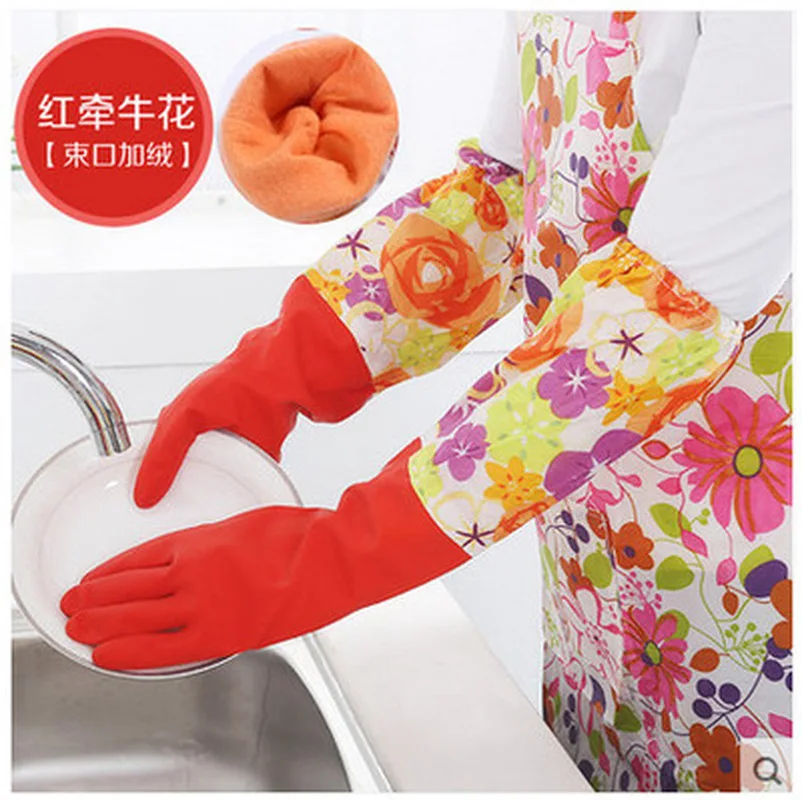 1 пара зимних с добавлением шерсти Кухня резиновые перчатки для уборки