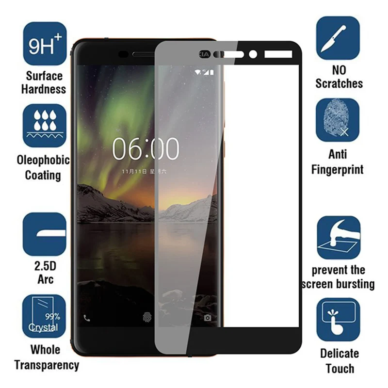 Закаленное стекло 9H для Nokia 7 Plus Защита экрана 2 1 3 защитное на 5 6 2018 | Мобильные