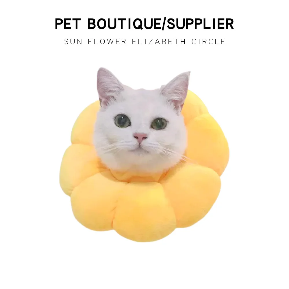 

Dog Cat Elizabethan Cotton Collar Cute Sun Flower Health Recove Anti-Scratch Anti-Licking Circle Collar For Cats Pet Product