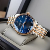 new reef tigerrt brand luxury watches with date blue dial mens automatic wristwatches two tone rose gold watches rga823g