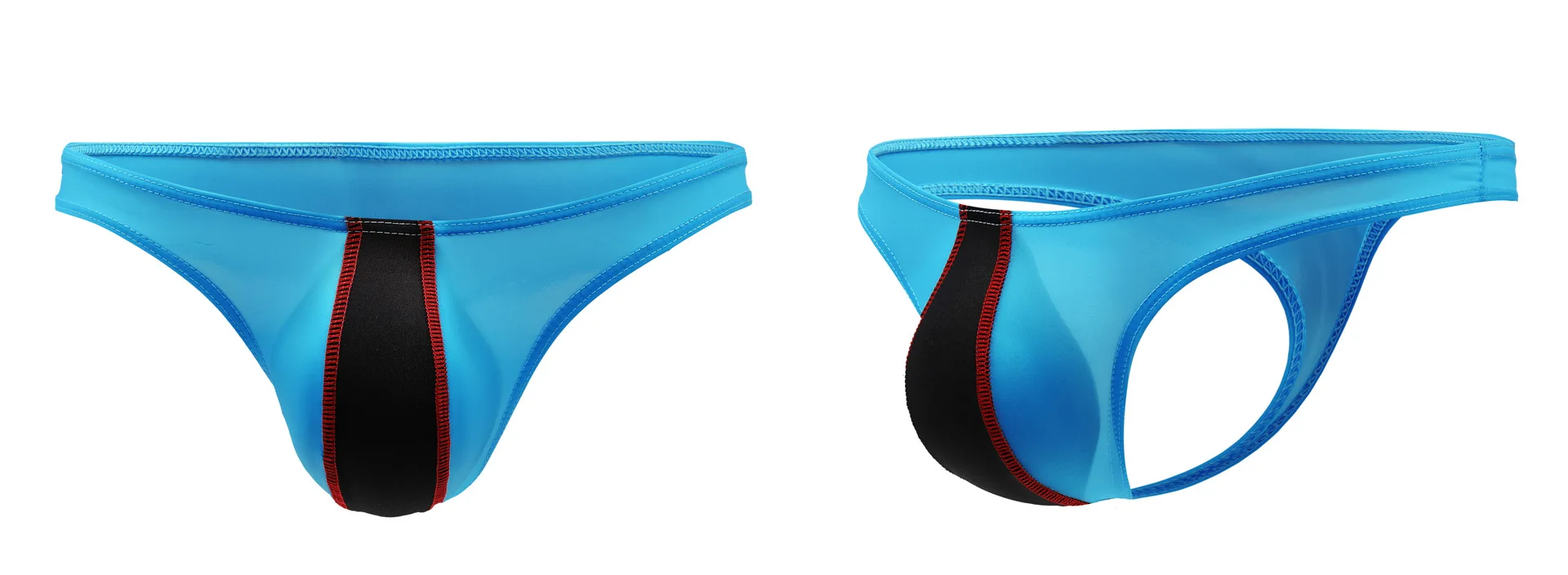 Мужские трусы стринги с низкой посадкой синие шелковые танга талией карманом для