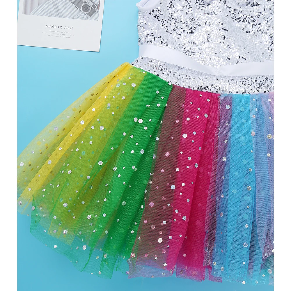 Танцевальный Костюм для джазовых танцев девочек расшитый блестками детское