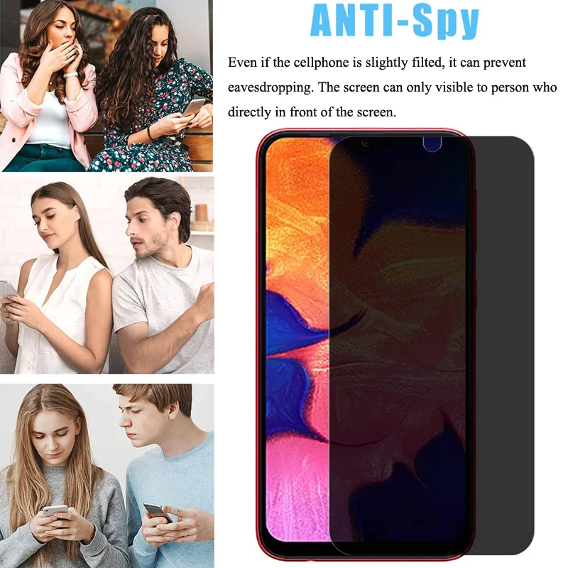 Privacy Tempered Glass For Samsung Galaxy A50 A10 A70 A71 A80 A90 5G Anti-Spy Glass For Galaxy M10 M20 Private Screen Protector