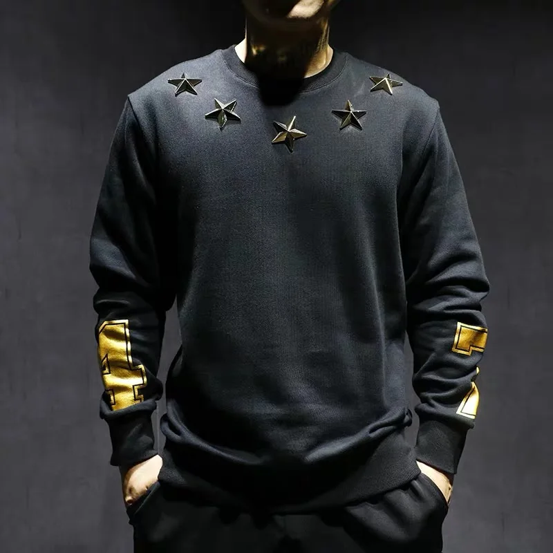 

FAKUNTN High quality new men's rivet star hoodie slim men's hoodie jacket