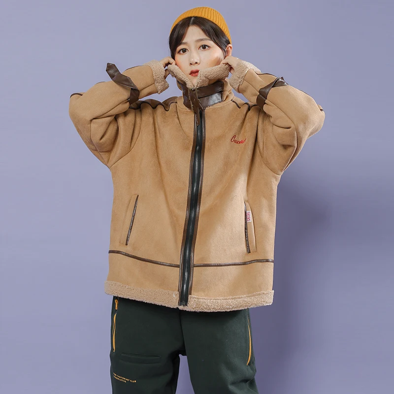 Автомобильные шубы женские прямые свободные модные байкерские толстые теплые в