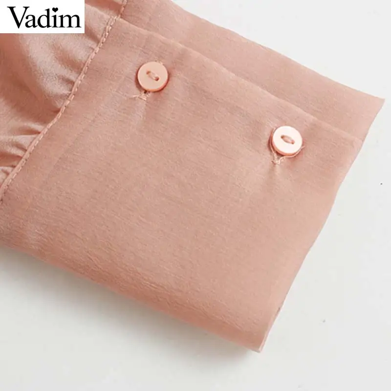 Vadim women sexy transparent bow tie blouse long sleeve see through shirt female casual stylish loose tops blusas mujer LB342 |