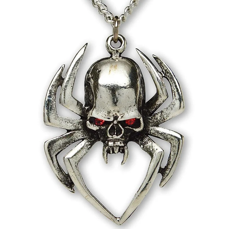 

Popular Trendy Fashion Retro Men Domineering Spider Skull Necklace Gothic Punk Style Hip Hop Locomotive Accessories Gift