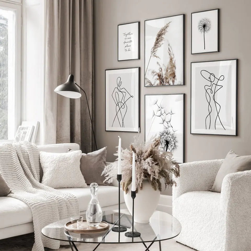 

Line Art Figure Poster Dandelion Canvas Painting Grass Wall Art Print Quote Modern Picture For Living Room On The Wall Decor