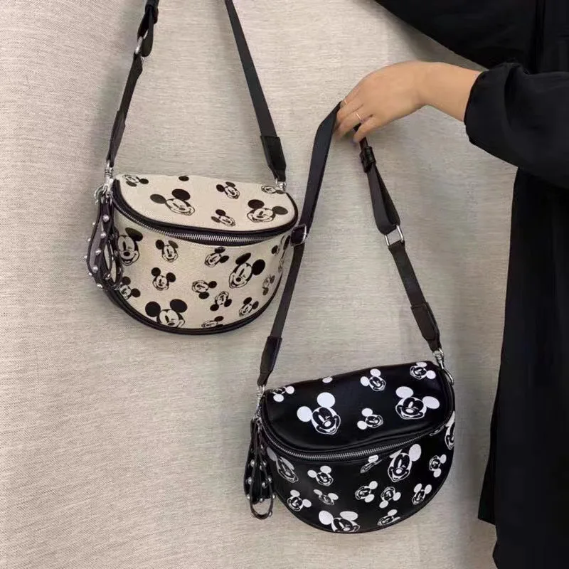 

Disney cartoon Mickey chest bag retro female bag vibrato net red canvas bag messenger bag shoulder bag