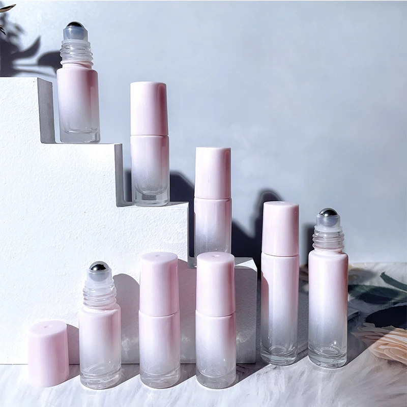 10Pcs 5ML 10ML Empty Glass Roller Bottles For Essential Oil Pink Perfume Refillable Cosmetic Containers | Красота и здоровье