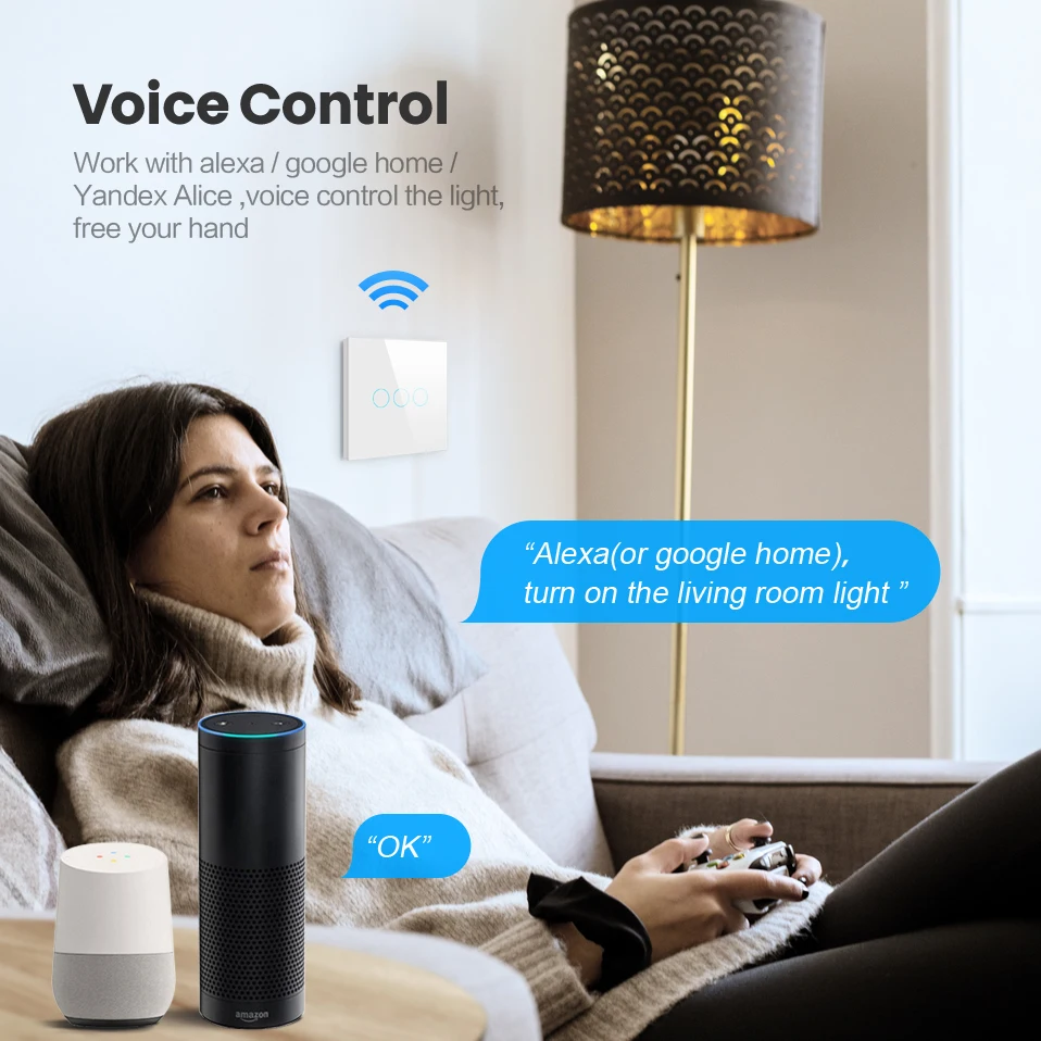 Переключатель AVATTO Tuya US Wi-Fi переключатель света для умного дома 1/2/3 клавиш
