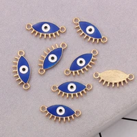 10pcs blue cute eye charms connectors pendant handmade for diy necklace bracelet jewelry making alloy accessories