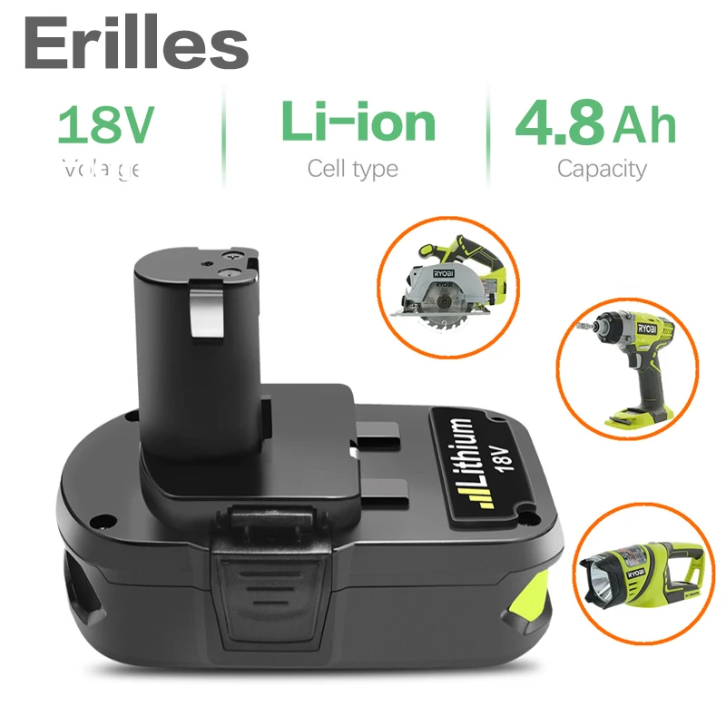 18 в 4800 мАч литиевая батарея для Ryobi P107 P100 P102 P103 P104 P105 P108 L10 Перезаряжаемые Li Ion
