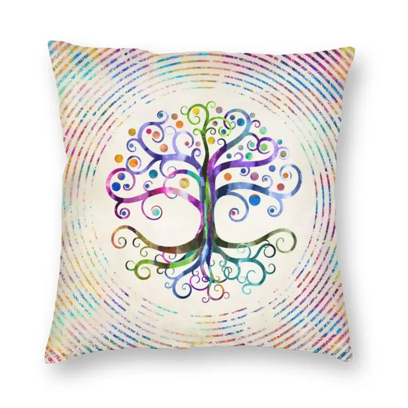 

Watercolor Tree Of Life Pillowcover Home Decorative Yggdrasil Cushions Throw Pillow for Car Double-sided Printing