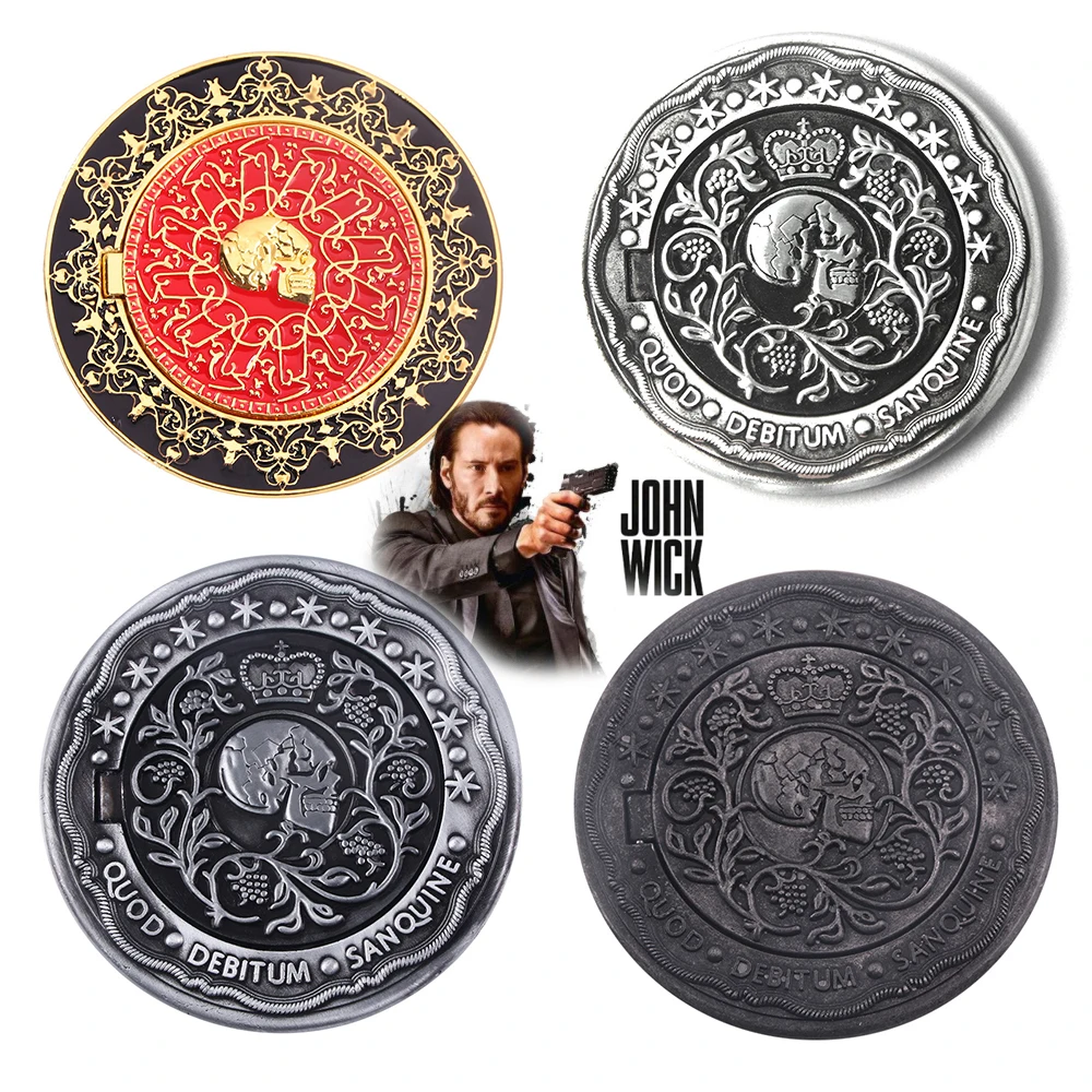 Movie John Wick Can Open Coin Big Size Badge Sofia Blood Oath Marker Keanu Reeves Continental Hotel Adjudicator Cosplay Jewelry