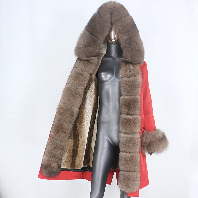 Женская парка со съемным мехом CXFS длинная непромокаемая куртка натуральным