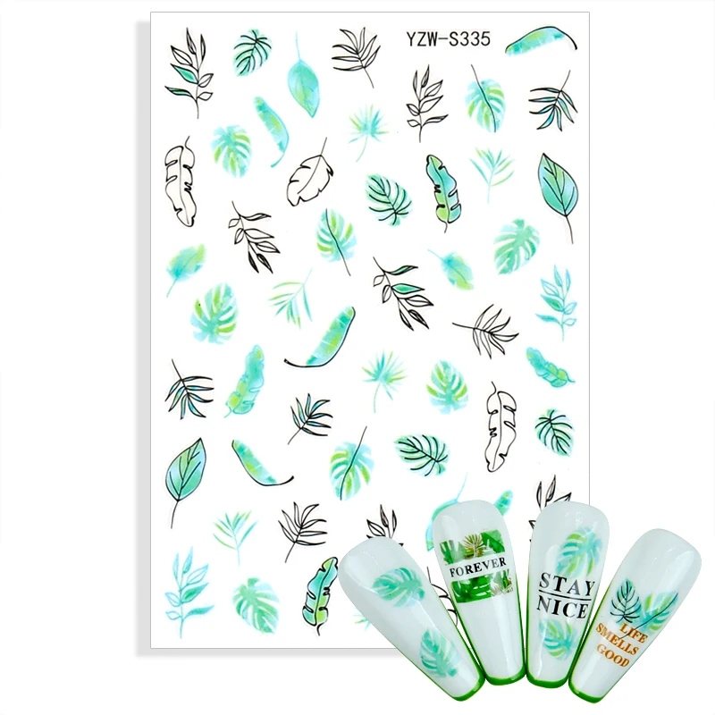 

New Stickers for Nails Geometry Abstract Leaf Nail Art Decoraciones Self Adhesive Nail Sliders Decals Foil Manicure Tips