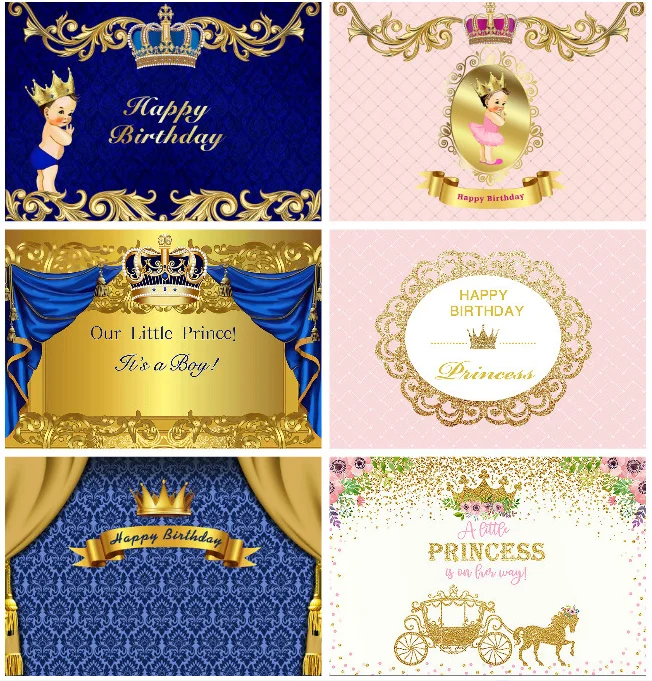 

Crown photography backdrop prince 1st birthday Curtains birthday party Backdrops Kid Baby Shower Studio background photocalls