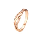 1 шт. 5 мм женские кольца из розового золота 585 пробы светильник-желтого золота с белыми кристаллами