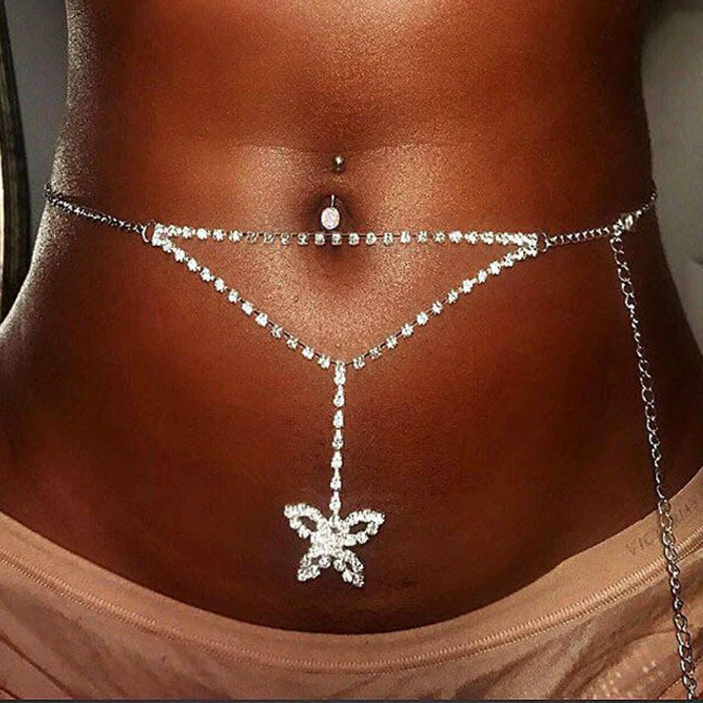 Бабочка бант цепочка на талию ювелирное изделие для тела женское сексуальное