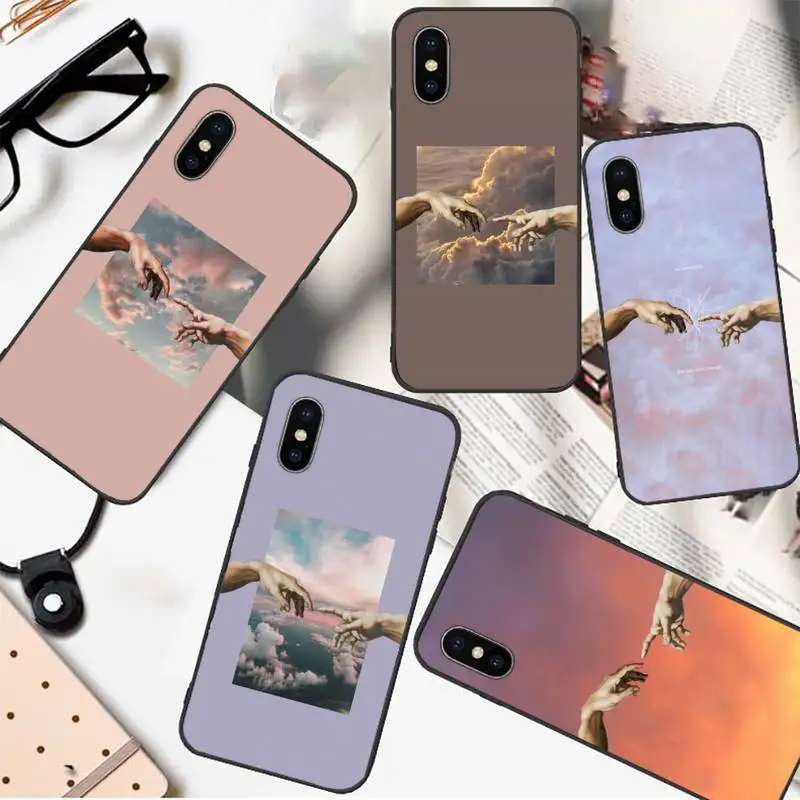 

Art hand lines Painted Pattern Phone Case for iPhone 11 12 pro XS MAX 8 7 6 6S Plus X 5S SE 2020 XR mini