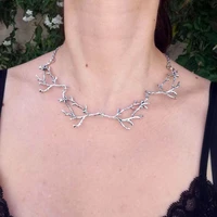 branch twig antler bib necklace silvertone statement into the woods woodland forest gothic magical elven jewelry twig k3lfi04i