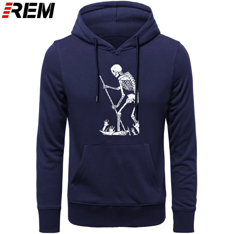 

Мужская толстовка с длинным рукавом REM Death, черный топ в стиле хип-хоп, с принтом черепа, скелета, мрачного Жнеца, одежда для лета