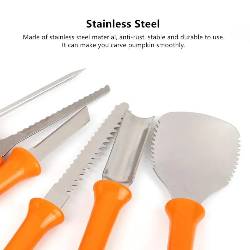 7pcs Halloween Pumpkin Carving Tools Light Decoration DIY Tool Set W/Bag Stainless Steel High Quality Durable Toolkit | Дом и сад