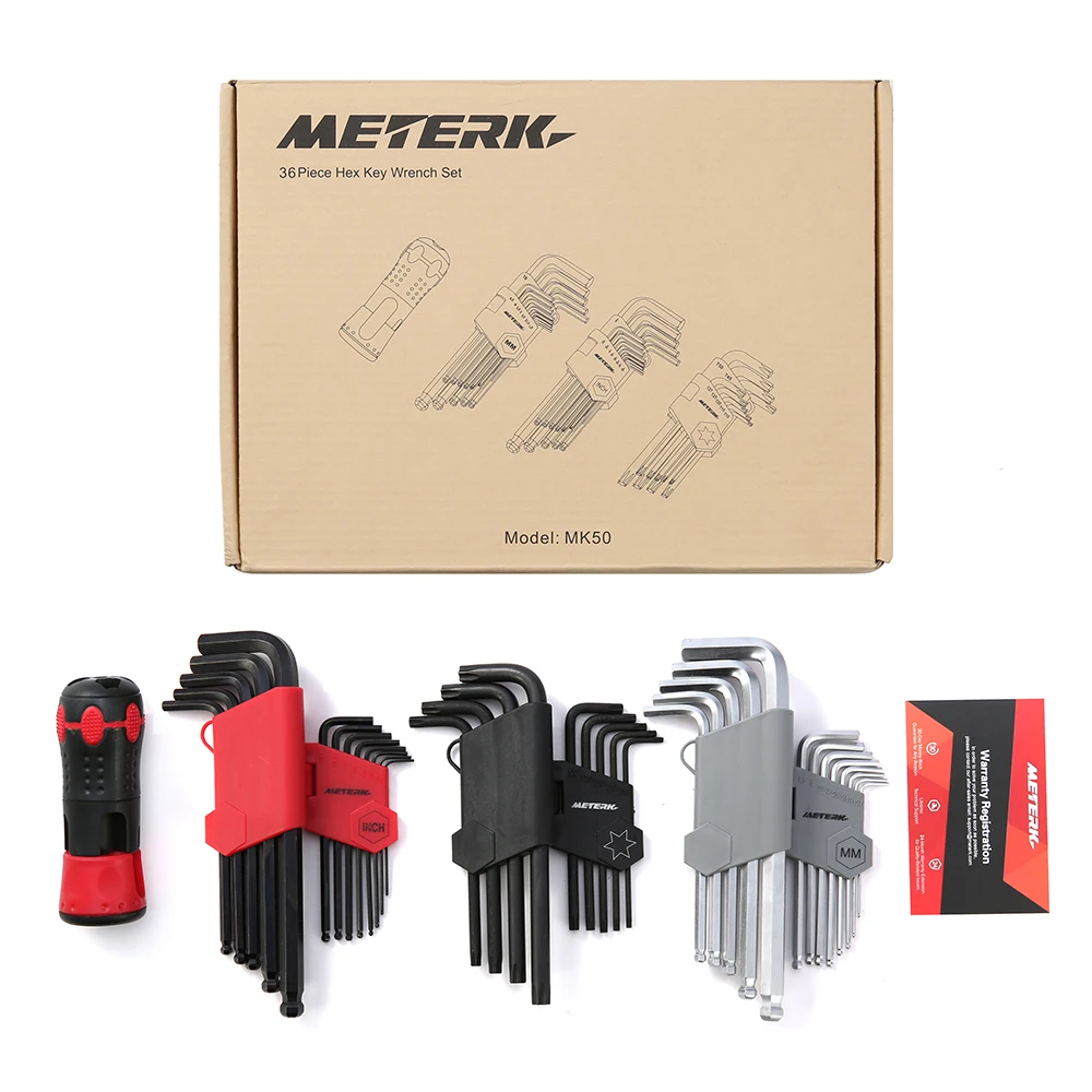 Шестигранный ключ Meterk 36 шт. шестигранный с длинным хвостовиком головка винта
