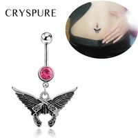 new surgical steel piercing navel rings womens sex body jewelry double gun wings punk piercing bell button rings party gift