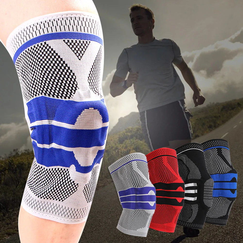 

Knee Patella Protector Brace Silicone Spring Knee Pad Basketball Running Compression Knee Sleeve Support Sports Kneepads