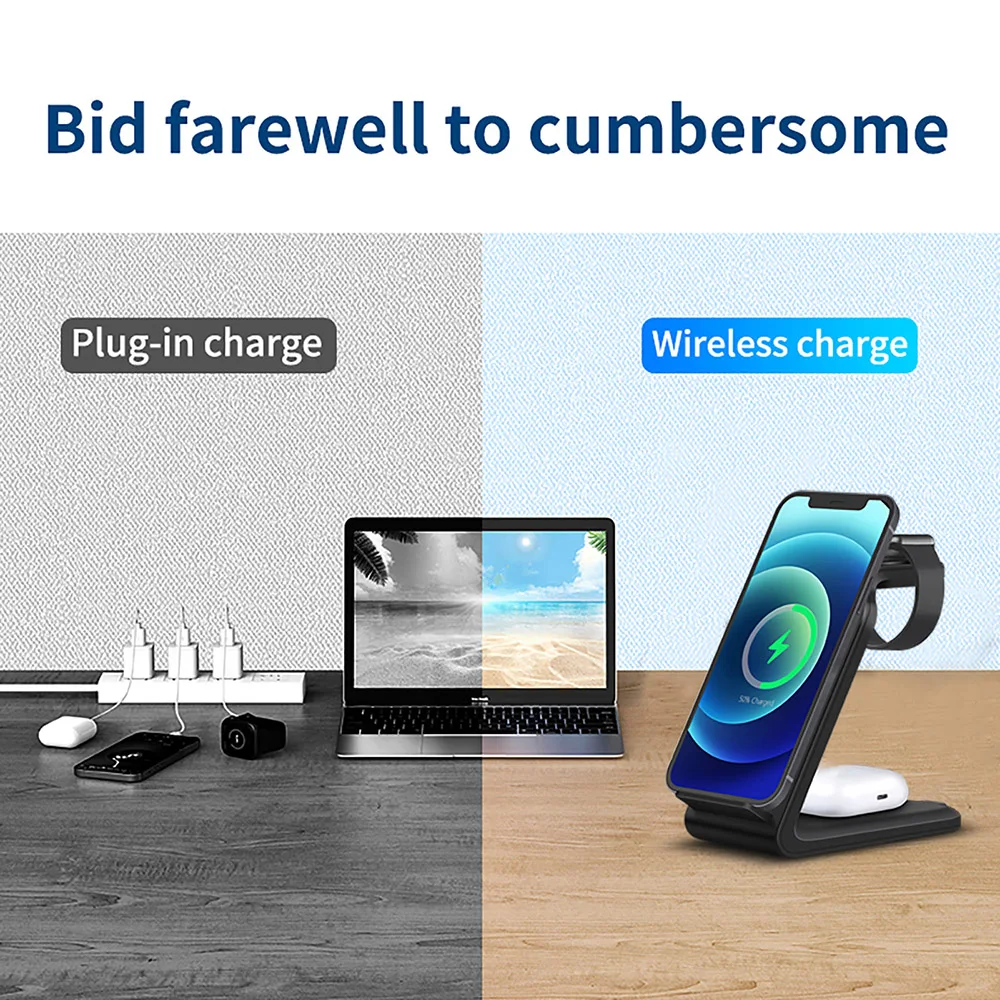 15w fast wireless charger 4 in 1 qi charging dock station usb chargers for iphone 13 12 11 xs xr x 8 apple watch 7 6 airpods pro free global shipping